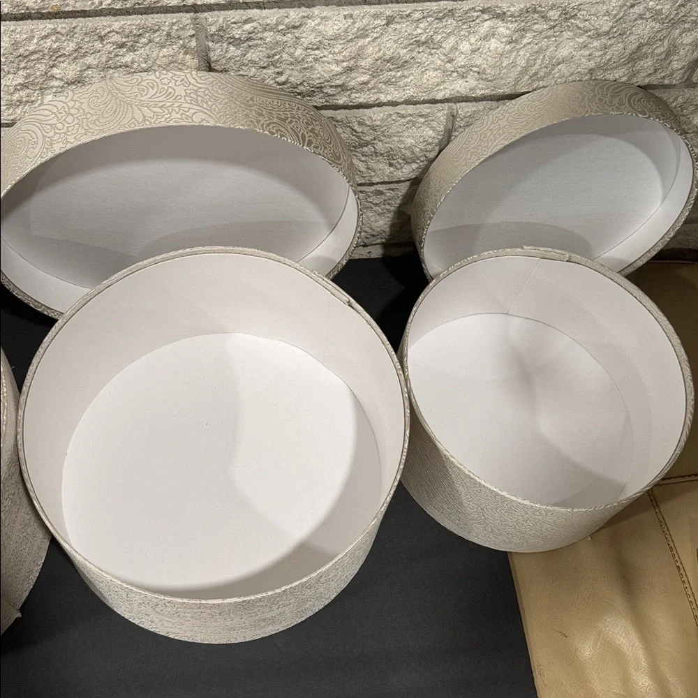 Fabric covered Round Nesting Storage/Gift Boxes - Picture 2 of 8